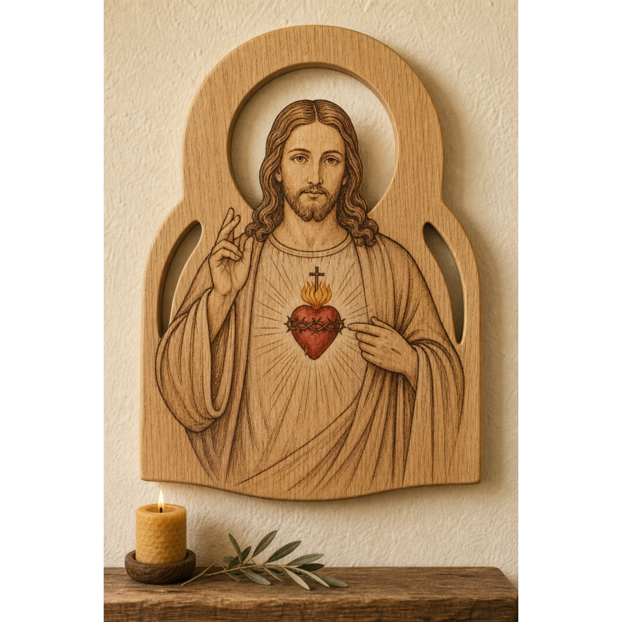 Sacré-Cœur de Jésus en bois ajouré | La Fabrique GH