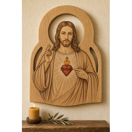 Sacré-Cœur de Jésus en bois ajouré | La Fabrique GH